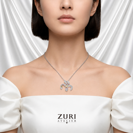 18K 淡彩黄钻颈链