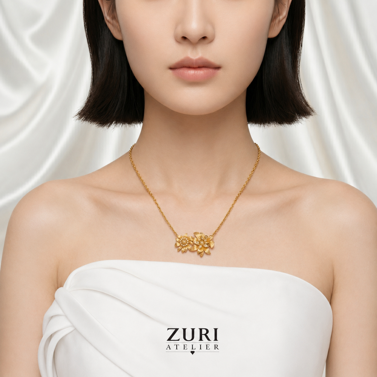 18K 深彩橙黄钻颈链