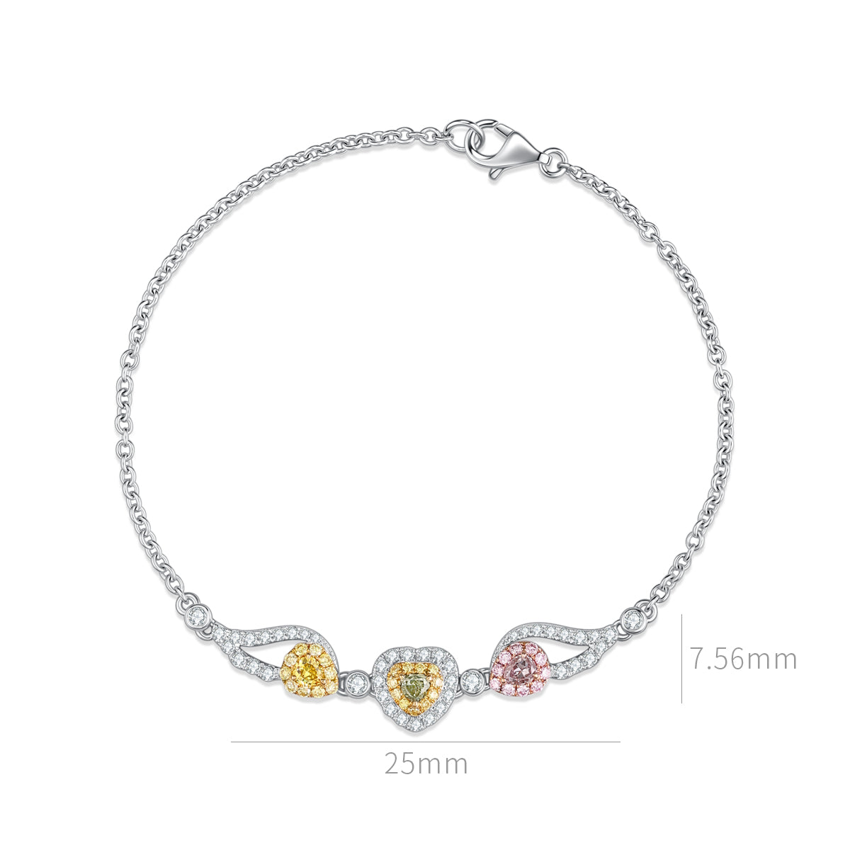 18K 白金三色彩鑽手鏈