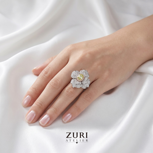 18K Fancy Greenish Yellow Diamond Ring