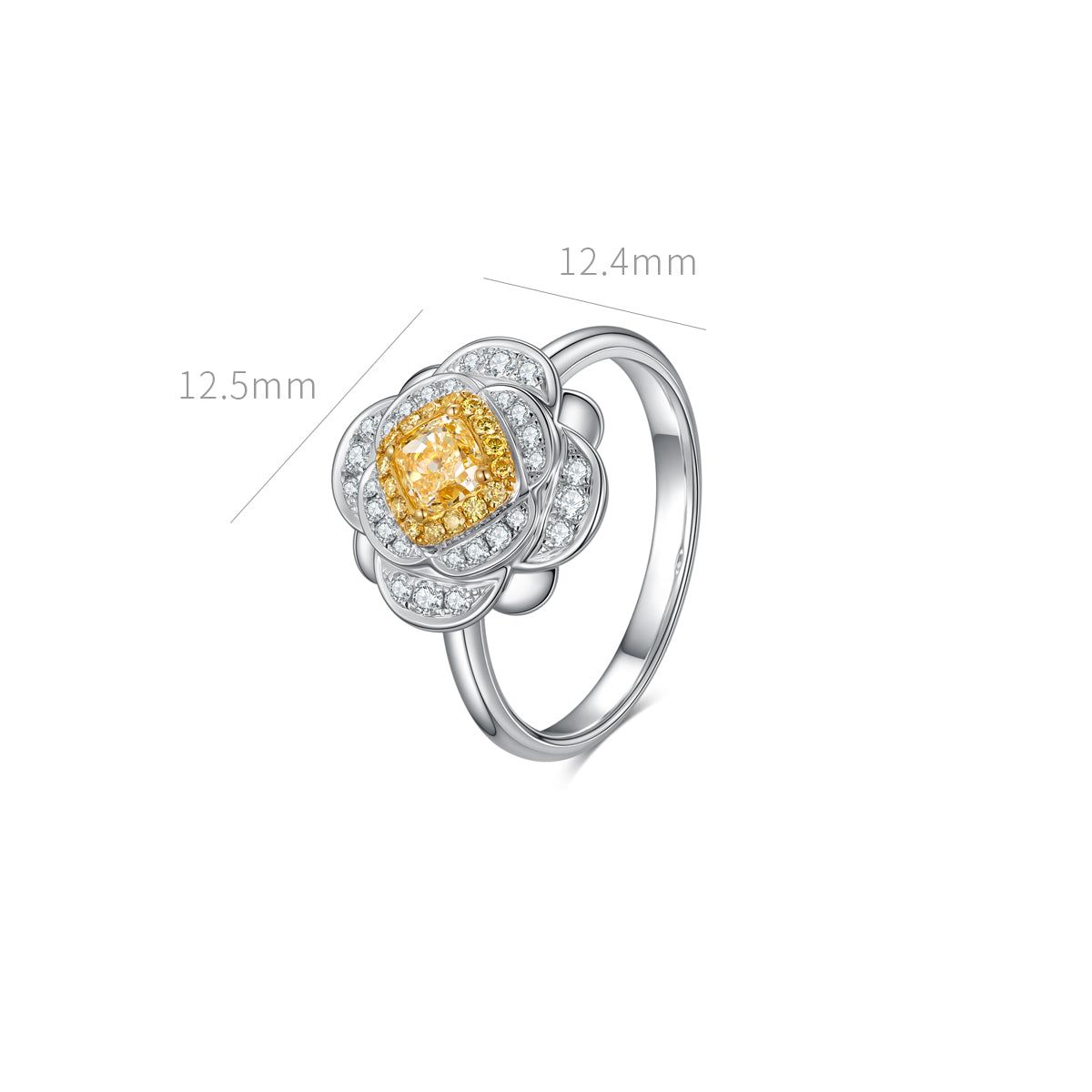 18K Light Yellow Diamond Ring