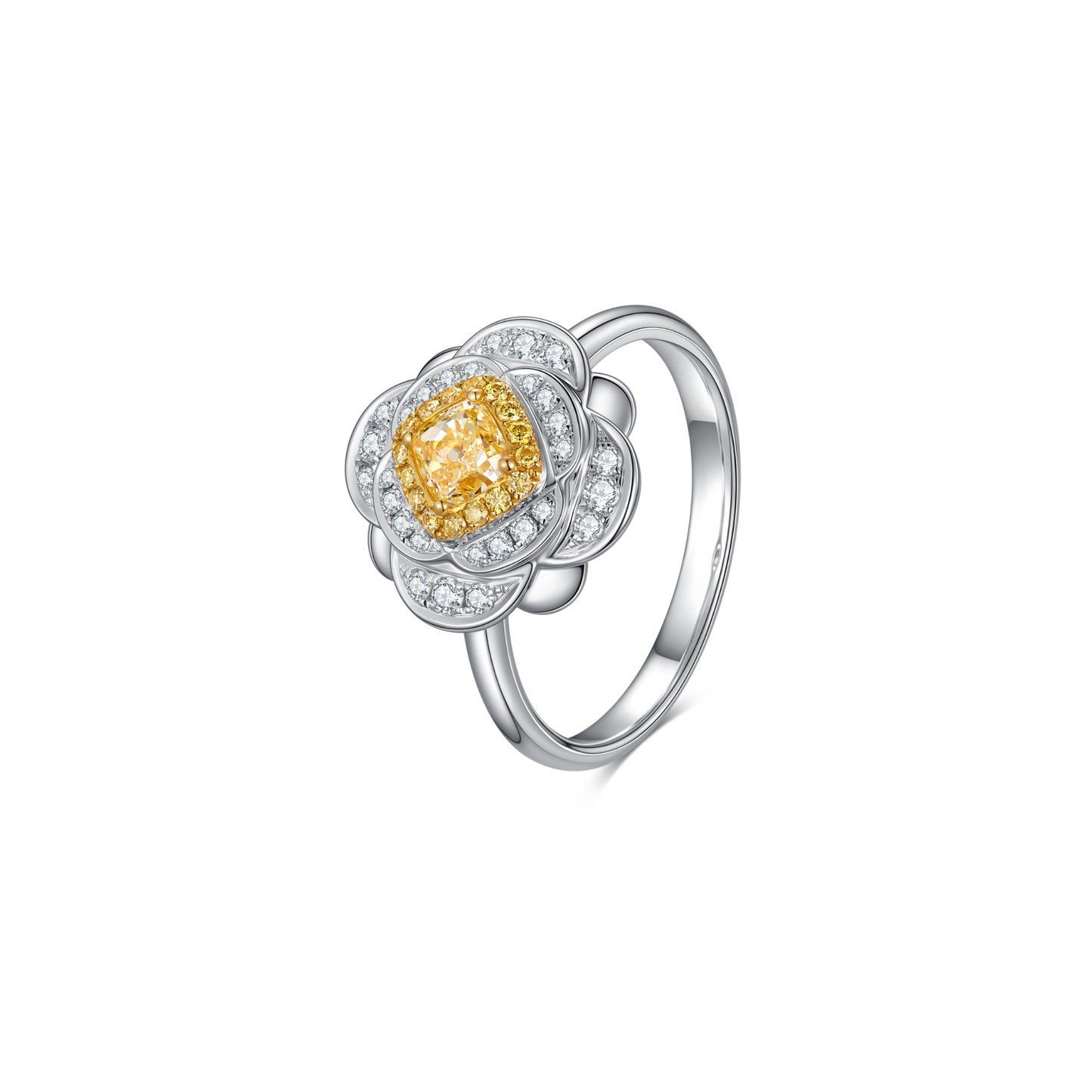 18K Light Yellow Diamond Ring