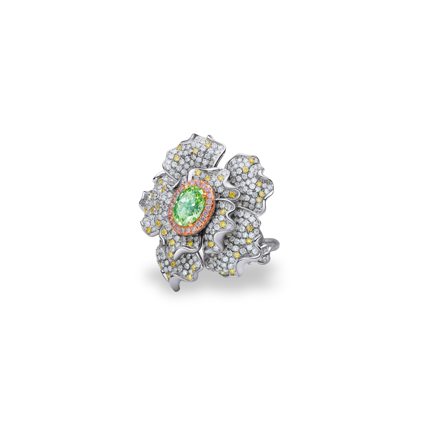 18K Fancy Greenish Yellow Diamond Ring