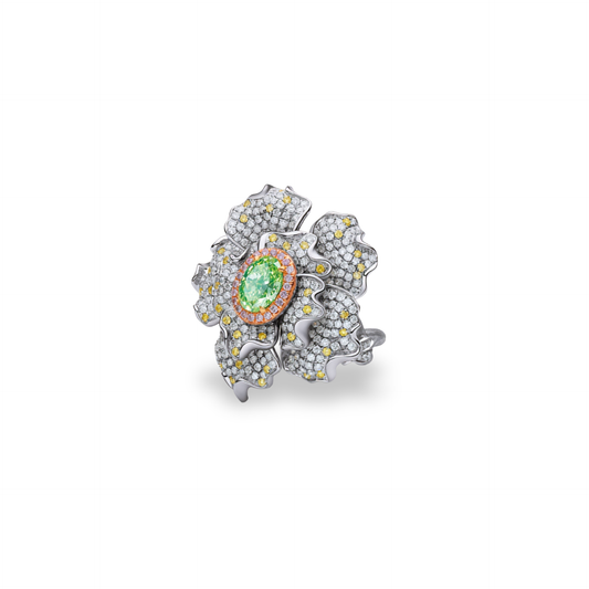 18K Fancy Greenish Yellow Diamond Ring