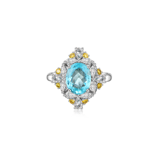 18K Paraiba and Diamond Ring